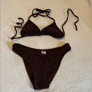 No Boundaries Brown Bikini Set